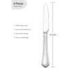 E-far Dinner Knives Set of 6, 8.9 Inch Stainless Steel Serrated Steak Butter Knife for Home Kitchen Restaurant, Modern Design & Square Edge, Mirror Finish & Dishwasher Safe(Scalloped Edge)