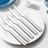 E-far Dinner Knives Set of 6, 8.9 Inch Stainless Steel Serrated Steak Butter Knife for Home Kitchen Restaurant, Modern Design & Square Edge, Mirror Finish & Dishwasher Safe(Square Edge)