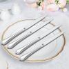 E-far Dinner Knives Set of 6, 8.9 Inch Stainless Steel Serrated Steak Butter Knife for Home Kitchen Restaurant, Modern Design & Square Edge, Mirror Finish & Dishwasher Safe(Scalloped Edge)