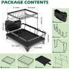 E-far Dish Drying Rack for Kitchen Counter, 2 Tier Small Dish Drainer Drying Rack, 16.7″ x 11.8″ x 13.9″ Metal Organizer with Drainboard and Utensil Holder, Large Capacity & Space Saving, Black
