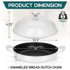 E-far Dutch Oven for Sourdough Bread Baking, 6 Qt Round Enameled Cast Iron Dutch Oven for Homemade Artisan Bread, Dome Lid & Shallow Base, Matte Black Interior & Durable, Oven-Safe to 500℉, Blue(White)