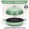 E-far Dutch Oven for Sourdough Bread Baking, 6 Qt Round Enameled Cast Iron Dutch Oven for Homemade Artisan Bread, Dome Lid & Shallow Base, Matte Black Interior & Durable, Oven-Safe to 500℉, Blue(Pistachio Green)