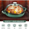 E-far Dutch Oven for Sourdough Bread Baking, 6 Qt Round Enameled Cast Iron Dutch Oven for Homemade Artisan Bread, Dome Lid & Shallow Base, Matte Black Interior & Durable, Oven-Safe to 500℉, Blue(Forest Green)