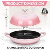 E-far Dutch Oven for Sourdough Bread Baking, 6 Qt Round Enameled Cast Iron Dutch Oven for Homemade Artisan Bread, Dome Lid & Shallow Base, Matte Black Interior & Durable, Oven-Safe to 500℉, Blue(Pink)