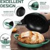 E-far Dutch Oven for Sourdough Bread Baking, 6 Qt Round Enameled Cast Iron Dutch Oven for Homemade Artisan Bread, Dome Lid & Shallow Base, Matte Black Interior & Durable, Oven-Safe to 500℉, Blue(Forest Green)