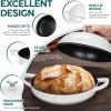 E-far Dutch Oven for Sourdough Bread Baking, 6 Qt Round Enameled Cast Iron Dutch Oven for Homemade Artisan Bread, Dome Lid & Shallow Base, Matte Black Interior & Durable, Oven-Safe to 500℉, Blue(White)