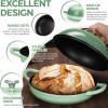 E-far Dutch Oven for Sourdough Bread Baking, 6 Qt Round Enameled Cast Iron Dutch Oven for Homemade Artisan Bread, Dome Lid & Shallow Base, Matte Black Interior & Durable, Oven-Safe to 500℉, Blue(Pistachio Green)