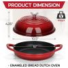 E-far Dutch Oven for Sourdough Bread Baking, 6 Qt Round Enameled Cast Iron Dutch Oven for Homemade Artisan Bread, Dome Lid & Shallow Base, Matte Black Interior & Durable, Oven-Safe to 500℉, Blue(Red)