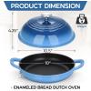 E-far Dutch Oven for Sourdough Bread Baking, 6 Qt Round Enameled Cast Iron Dutch Oven for Homemade Artisan Bread, Dome Lid & Shallow Base, Matte Black Interior & Durable, Oven-Safe to 500℉, Blue(Blue)