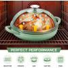 E-far Dutch Oven for Sourdough Bread Baking, 6 Qt Round Enameled Cast Iron Dutch Oven for Homemade Artisan Bread, Dome Lid & Shallow Base, Matte Black Interior & Durable, Oven-Safe to 500℉, Blue(Pistachio Green)