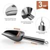 E-far Gold Stainless Steel Scoop 6 Ounce, Utility Metal Ice Scooper for Kitchen Freezer Bar Wedding Party, Multipurpose Small Scoop for Sugar/Flour/Pet Food/Bean/Popcorn/Dry Goods, Dishwasher Safe(Black)