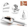 E-far Gold Stainless Steel Scoop 6 Ounce, Utility Metal Ice Scooper for Kitchen Freezer Bar Wedding Party, Multipurpose Small Scoop for Sugar/Flour/Pet Food/Bean/Popcorn/Dry Goods, Dishwasher Safe(Silver)