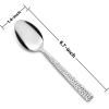 E-far Hammered Dinner Spoons Set of 12, 7.9 Inch Stainless Steel Soup Spoons Tablespoons for Home, Kitchen or Restaurant, Non-toxic & Mirror Polished, Squared Edge & Dishwasher Safe(6.7 Inches)