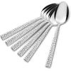 E-far Hammered Dinner Spoons Set of 12, 7.9 Inch Stainless Steel Soup Spoons Tablespoons for Home, Kitchen or Restaurant, Non-toxic & Mirror Polished, Squared Edge & Dishwasher Safe(7.9 Inches)