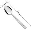 E-far Hammered Dinner Spoons Set of 12, 7.9 Inch Stainless Steel Soup Spoons Tablespoons for Home, Kitchen or Restaurant, Non-toxic & Mirror Polished, Squared Edge & Dishwasher Safe(7.9 Inches)