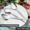 E-far Hammered Dinner Spoons Set of 12, 7.9 Inch Stainless Steel Soup Spoons Tablespoons for Home, Kitchen or Restaurant, Non-toxic & Mirror Polished, Squared Edge & Dishwasher Safe(7.9 Inches)