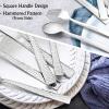 E-far Hammered Silverware Set, 40-Piece Stainless Steel Square Flatware Set for 8, Metal Tableware Cutlery Set Includes Dinner Knives/Forks/Spoons, Modern Design & Mirror Polished – Dishwasher Safe(40-Piece for 8)