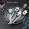 E-far Hammered Slotted Serving Spoons, 4-Piece Stainless Steel Tablespoons Hostess Serving Utensils Set for Catering Buffet Party Wedding Kitchen Restaurant, Dishwasher Safe(4-Piece Slotted Spoons Set)