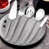 E-far Hammered Slotted Serving Spoons, 4-Piece Stainless Steel Tablespoons Hostess Serving Utensils Set for Catering Buffet Party Wedding Kitchen Restaurant, Dishwasher Safe(5-Piece Serving Utensils Set)