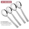 E-far Hammered Slotted Serving Spoons, 4-Piece Stainless Steel Tablespoons Hostess Serving Utensils Set for Catering Buffet Party Wedding Kitchen Restaurant, Dishwasher Safe(4-Piece Serving Spoons Set)