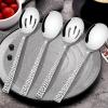E-far Hammered Slotted Serving Spoons, 4-Piece Stainless Steel Tablespoons Hostess Serving Utensils Set for Catering Buffet Party Wedding Kitchen Restaurant, Dishwasher Safe(4-Piece Serving Spoons Set)