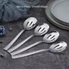 E-far Hammered Slotted Serving Spoons, 4-Piece Stainless Steel Tablespoons Hostess Serving Utensils Set for Catering Buffet Party Wedding Kitchen Restaurant, Dishwasher Safe(4-Piece Slotted Spoons Set)