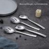 E-far Hammered Slotted Serving Spoons, 4-Piece Stainless Steel Tablespoons Hostess Serving Utensils Set for Catering Buffet Party Wedding Kitchen Restaurant, Dishwasher Safe(4-Piece Slotted Spoons Set)