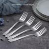 E-far Hammered Slotted Serving Spoons, 4-Piece Stainless Steel Tablespoons Hostess Serving Utensils Set for Catering Buffet Party Wedding Kitchen Restaurant, Dishwasher Safe(4-Piece Serving Forks Set)