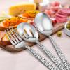 E-far Hammered Slotted Serving Spoons, 4-Piece Stainless Steel Tablespoons Hostess Serving Utensils Set for Catering Buffet Party Wedding Kitchen Restaurant, Dishwasher Safe(4-Piece Serving Spoons Set)