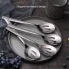 E-far Hammered Slotted Serving Spoons, 4-Piece Stainless Steel Tablespoons Hostess Serving Utensils Set for Catering Buffet Party Wedding Kitchen Restaurant, Dishwasher Safe(4-Piece Slotted Spoons Set)