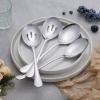 E-far Large Serving Utensils Set of 4, 9.8 Inch Stainless Steel Serving Spoons & Serving Forks, Big Hostess Set for Buffet Party Catering Wedding Kitchen Restaurant, Dishwasher Safe(Solid & Slotted Spoons)