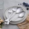 E-far Large Serving Utensils Set of 4, 9.8 Inch Stainless Steel Serving Spoons & Serving Forks, Big Hostess Set for Buffet Party Catering Wedding Kitchen Restaurant, Dishwasher Safe(Solid Spoons & Serving Forks)