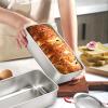 E-far Loaf Pan for Baking Bread, 9 x 5 Inch Stainless Steel Baking Loaf Pan, Metal Bakeware for Bread Meatloaf Cake Brownies, Healthy & Non Toxic, Brushed Finish & Easy Release, Oven & Dishwasher Safe(3)
