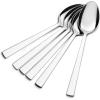 E-far Matte Black Dinner Spoons Set of 12, 7.9 Inch Stainless Steel Soup Spoons Tablespoons for Home, Kitchen or Restaurant, Squared Edge & Dishwasher Safe(6.7 Inches)