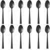 E-far Matte Black Dinner Spoons Set of 12, 7.9 Inch Stainless Steel Soup Spoons Tablespoons for Home, Kitchen or Restaurant, Squared Edge & Dishwasher Safe(7.9 Inches(Black))