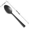E-far Matte Black Dinner Spoons Set of 12, 7.9 Inch Stainless Steel Soup Spoons Tablespoons for Home, Kitchen or Restaurant, Squared Edge & Dishwasher Safe(7.9 Inches(Black))