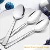 E-far Matte Black Dinner Spoons Set of 12, 7.9 Inch Stainless Steel Soup Spoons Tablespoons for Home, Kitchen or Restaurant, Squared Edge & Dishwasher Safe(7.9 Inches)