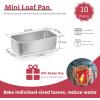 E-far Mini Loaf Pan Set of 4, Small Stainless Steel Bread Baking Pans for Oven, 6.3 x 3.5 Inch Tiny Meatloaf Pans for Homemade Bread Pound Cake Brownies, Non-toxic & Dishwasher Safe(Set of 10)