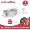 E-far Mini Loaf Pan Set of 4, Small Stainless Steel Bread Baking Pans for Oven, 6.3 x 3.5 Inch Tiny Meatloaf Pans for Homemade Bread Pound Cake Brownies, Non-toxic & Dishwasher Safe(Set of 3)
