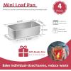 E-far Mini Loaf Pan Set of 4, Small Stainless Steel Bread Baking Pans for Oven, 6.3 x 3.5 Inch Tiny Meatloaf Pans for Homemade Bread Pound Cake Brownies, Non-toxic & Dishwasher Safe(Set of 4)