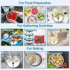 E-far Mixing Bowls Set of 5, Stainless Steel Salad Mixing Bowl with Transparent Lid, Metal Nesting Bowl Attach with 3 Graters for Kitchen Prepping/Serving/Baking/Storage, 4.6/2.6/1.5/1/0.7 QT – Black(Teal Blue)