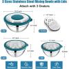 E-far Mixing Bowls Set of 5, Stainless Steel Salad Mixing Bowl with Transparent Lid, Metal Nesting Bowl Attach with 3 Graters for Kitchen Prepping/Serving/Baking/Storage, 4.6/2.6/1.5/1/0.7 QT – Black(Teal Blue)