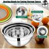E-far Mixing Bowls Set of 5, Stainless Steel Salad Mixing Bowl with Transparent Lid, Metal Nesting Bowl Attach with 3 Graters for Kitchen Prepping/Serving/Baking/Storage, 4.6/2.6/1.5/1/0.7 QT – Black(Colorful)