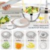 E-far Mixing Bowls Set of 5, Stainless Steel Salad Mixing Bowl with Transparent Lid, Metal Nesting Bowl Attach with 3 Graters for Kitchen Prepping/Serving/Baking/Storage, 4.6/2.6/1.5/1/0.7 QT – Black(Khaki)