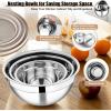 E-far Mixing Bowls Set of 5, Stainless Steel Salad Mixing Bowl with Transparent Lid, Metal Nesting Bowl Attach with 3 Graters for Kitchen Prepping/Serving/Baking/Storage, 4.6/2.6/1.5/1/0.7 QT – Black(Khaki)