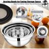 E-far Mixing Bowls Set of 5, Stainless Steel Salad Mixing Bowl with Transparent Lid, Metal Nesting Bowl Attach with 3 Graters for Kitchen Prepping/Serving/Baking/Storage, 4.6/2.6/1.5/1/0.7 QT – Black(Black)