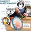 E-far Mixing Bowls Set of 7, Stainless Steel Mixing Bowls with Airtight Clear Lids, Metal Nesting Bowls for Kitchen Prep, Baking, Serving, Dishwasher Safe, Size 4.6, 3.5, 3, 2, 1.5, 1, 0.7QT, Black(Blue)