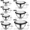 E-far Mixing Bowls Set of 7, Stainless Steel Mixing Bowls with Airtight Clear Lids, Metal Nesting Bowls for Kitchen Prep, Baking, Serving, Dishwasher Safe, Size 4.6, 3.5, 3, 2, 1.5, 1, 0.7QT, Black(Black)