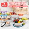 E-far Mixing Bowls Set of 7, Stainless Steel Mixing Bowls with Airtight Clear Lids, Metal Nesting Bowls for Kitchen Prep, Baking, Serving, Dishwasher Safe, Size 4.6, 3.5, 3, 2, 1.5, 1, 0.7QT, Black(Multicolor)