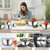 E-far Mixing Bowls Set of 7, Stainless Steel Mixing Bowls with Airtight Clear Lids, Metal Nesting Bowls for Kitchen Prep, Baking, Serving, Dishwasher Safe, Size 4.6, 3.5, 3, 2, 1.5, 1, 0.7QT, Black(Khaki)